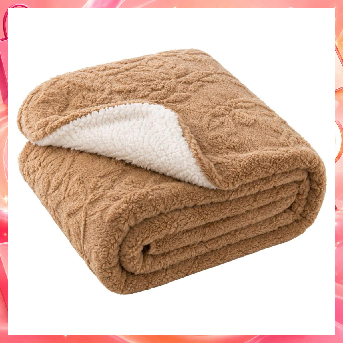 Cobertor Sherpa Casal Jacquard Dupla Face 2,20x1,80m Manta Grossa Macia Quentinha Cáqui