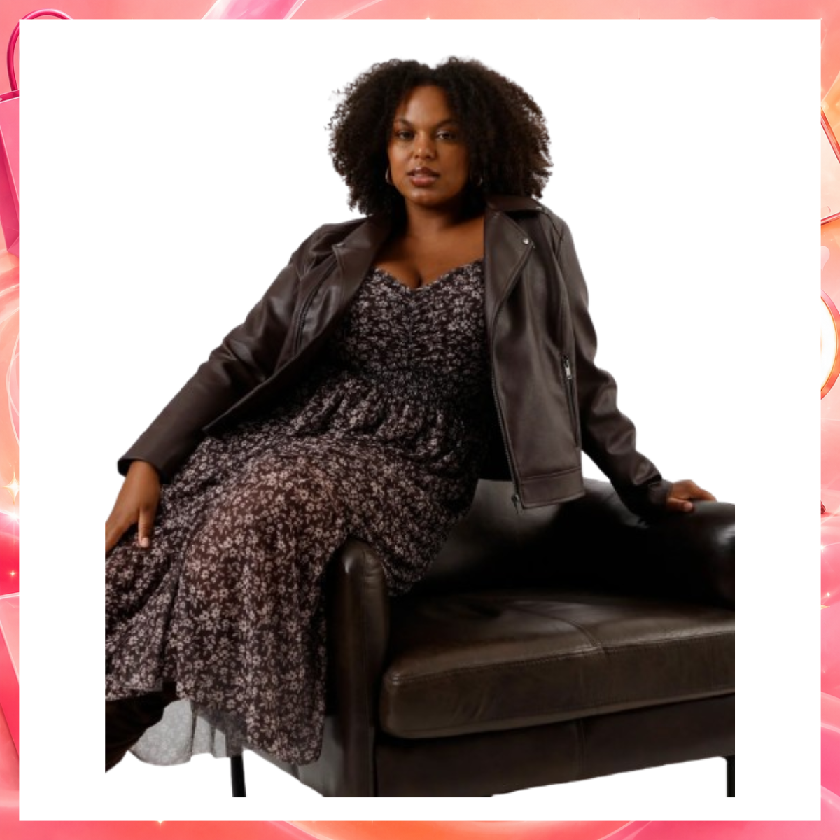 Jaqueta biker de pu plus size marrom