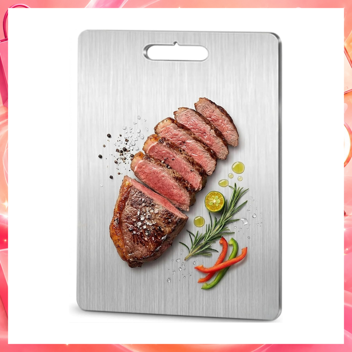 Tábua de Cozinha, em Aço Inox, Super Resistente, Tábua de Corte, Grande 30x46CM, Higiênica, Fácil de Limpar, Não Retém Odores, Sem Microplasticos